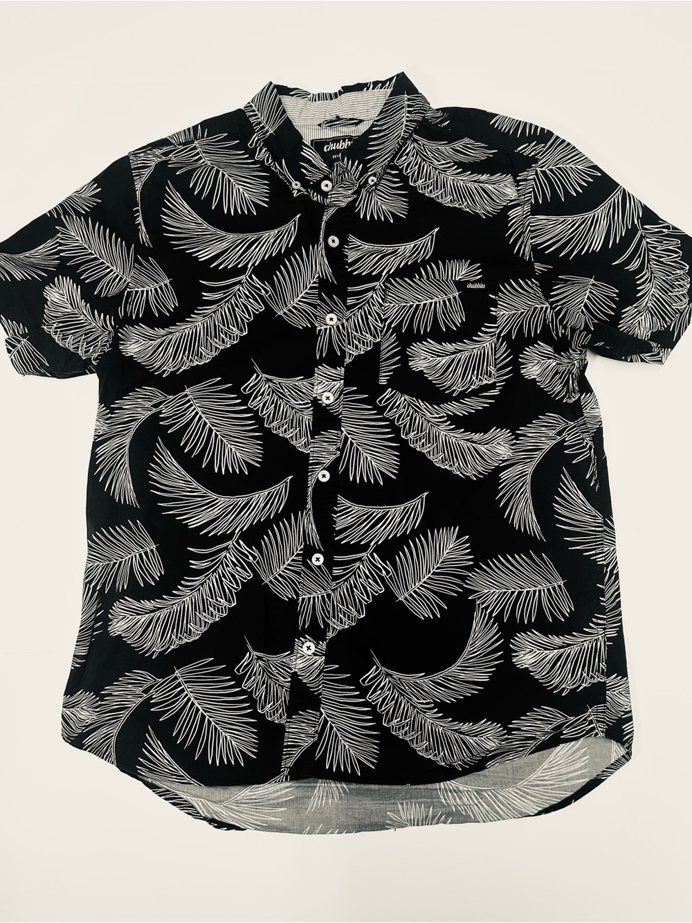 chubbies Black Shirt with White Palm Print
